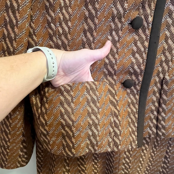 Vintage 1960s Aukie Sanft at Ira Berg Wool Skirt Suit Brown Tweed Made in Canada - Picture 8 of 17